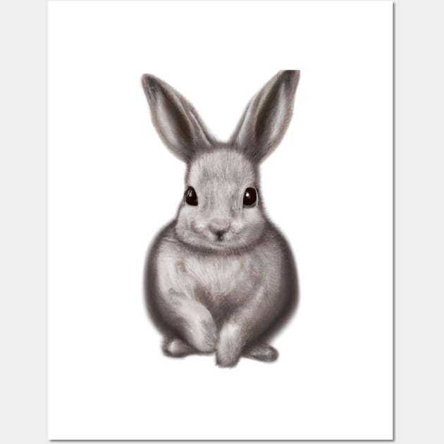 Cute Rabbit Drawing Wall Art by Play Zoo